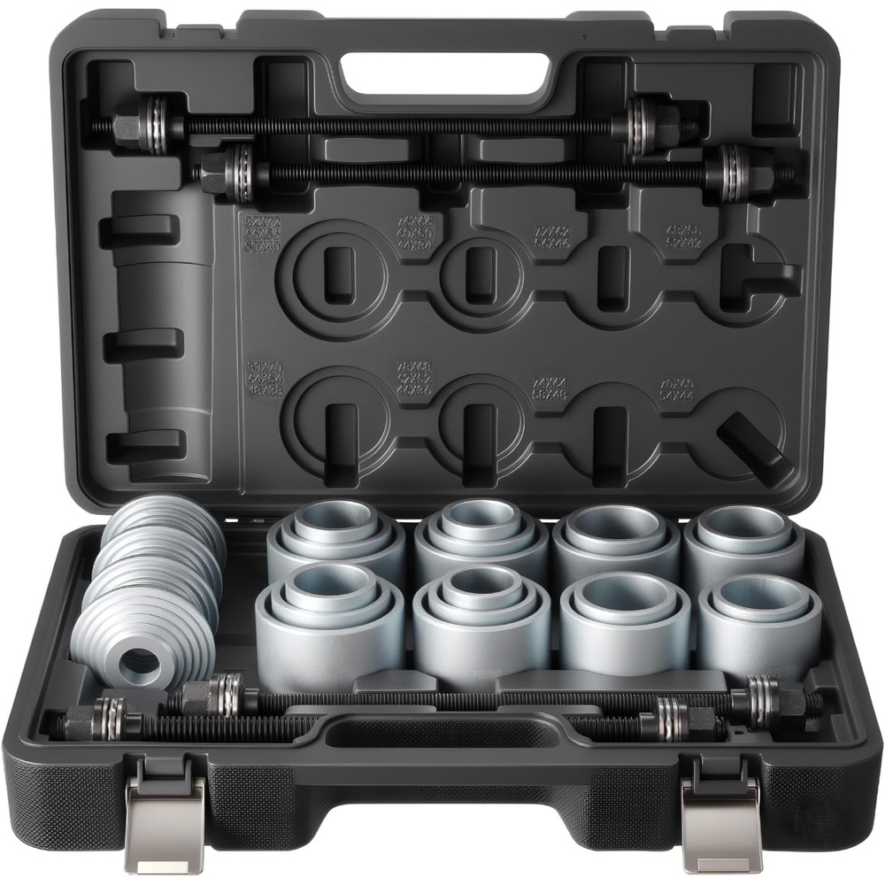 image:imageVEVOR Pull and Press Sleeve Kit 28 PCS Steel Bush Removal Insertion Sleeve Tools with Carrying Case Compatible with LCV and HGV Engines for Removing and Installing Bushings Bearings and Seals