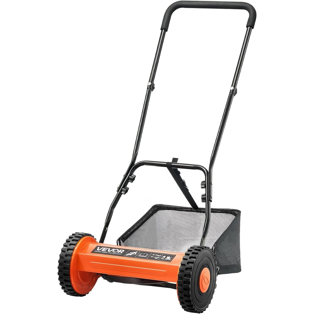 image:imageVEVOR Push Reel Lawn Mower 16 inch 5 Blades Manual Push Mower No Motor 06175 in Adjustable Cutting Height WalkBehind Lawn Mowers with Grass Catcher Bag for Green Lawns Driveways Courtyards14 inch