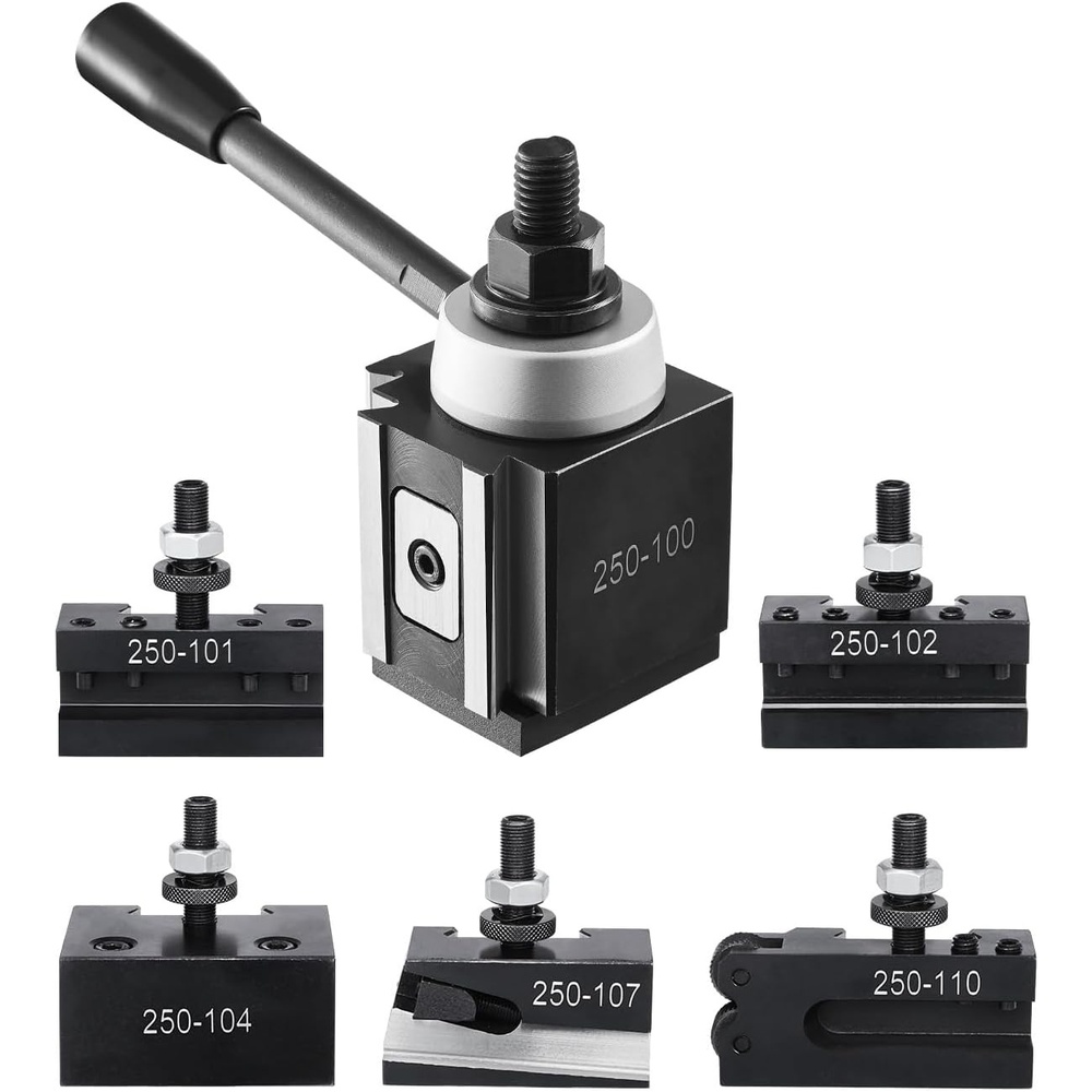 image:imageVEVOR Quick Change Tool Post Set 6 Pcs Includes Lathe Tool Holders Tool Post with Turning Tool Holder Accessories Fit for Mini Lathe amp Metal Lathe 612 Swing Durable Steel Material6Pcs