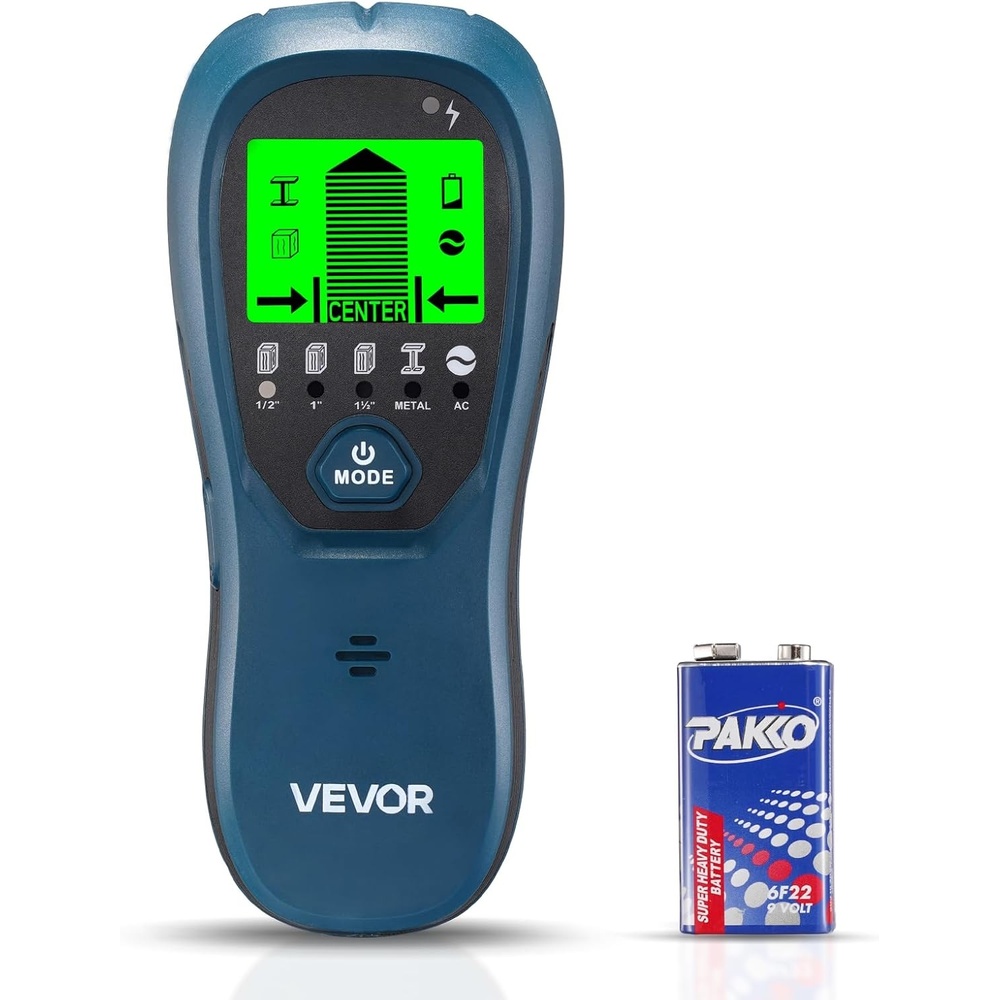 image:imageVEVOR Stud Finder Wall Scanner 5 in 1 Electronic Wall Stud Detector with Smart Sensor HighDefinition LCD Display and Audio Alarm for the Center and Edge of Metal AC Wire Joists Pipes Blue
