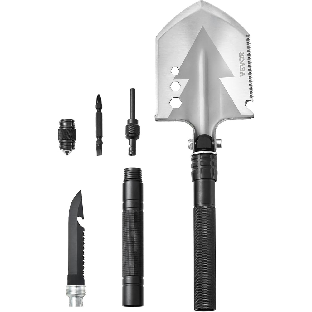 image:imageVEVOR Survival Shovel 11 in 1 Camping Shovel Folding Multitool Kit Portable and Compact Stainless Steel Multifunction for OffRoading Camping Hiking Outdoor Survivalist and Emergency8 in 1
