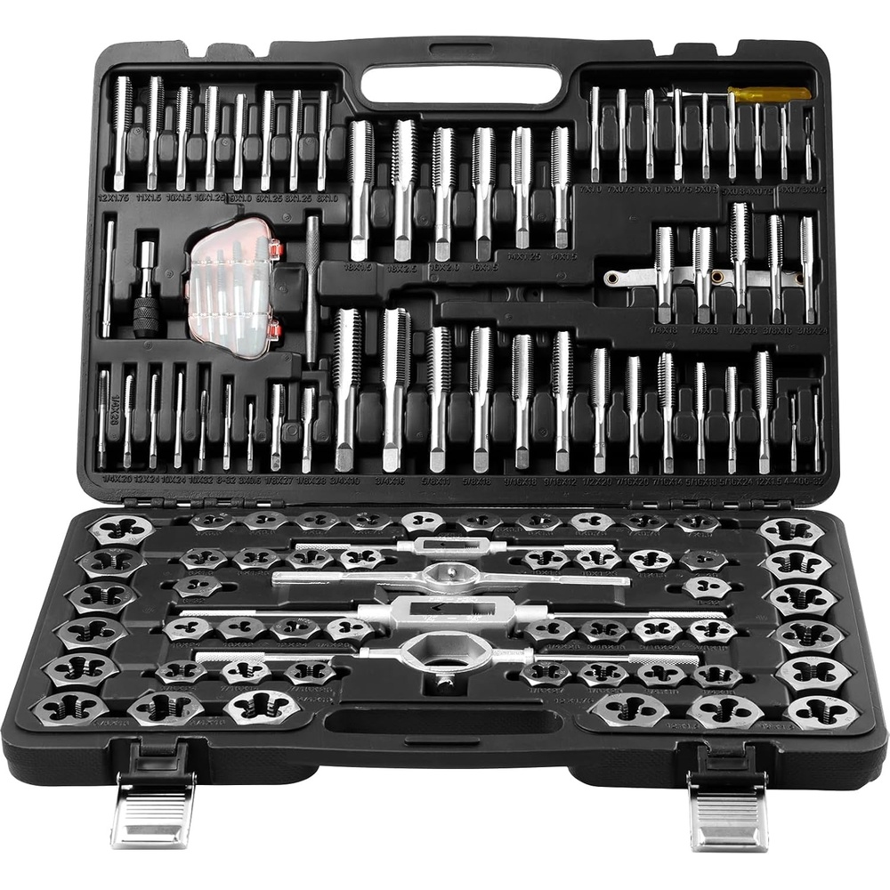 image:imageVEVOR Tap and Die Set 86Piece Metric and SAE Sizes M3 to M12 4 to 58 with Coarse and Fine Thread Taps and Dies Wrench Carrying Case and Complete Accessories for Threading and Rethreading116pcs