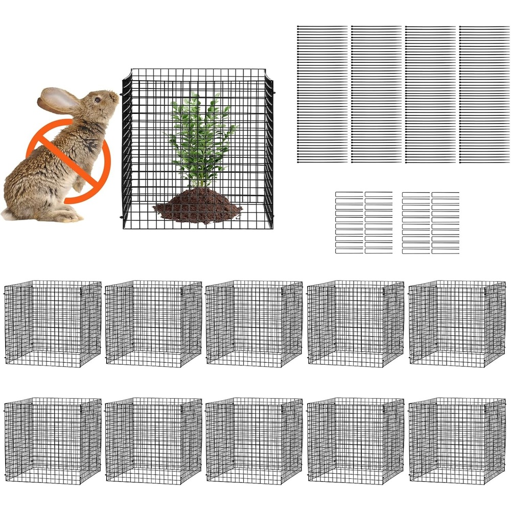image:imageVEVOR Tomato Cages 118 x 118 x 461 10 Packs Square Plant Support Cages Silver PVCCoated Steel Tomato Towers for Climbing Vegetables Plants Flowers Fruitsblack
