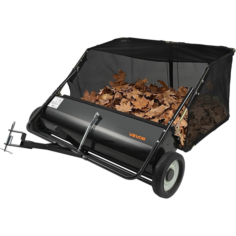 image:imageVEVOR Tow Behind Lawn Sweeper 44 in Pull Behind Lawn Sweeper 25 cu ft Large Capacity Leaf amp Grass Collector Heavy Duty Garden Sweeper with Adjustable Sweeping Height for Yard Lawn Farm44 Inch