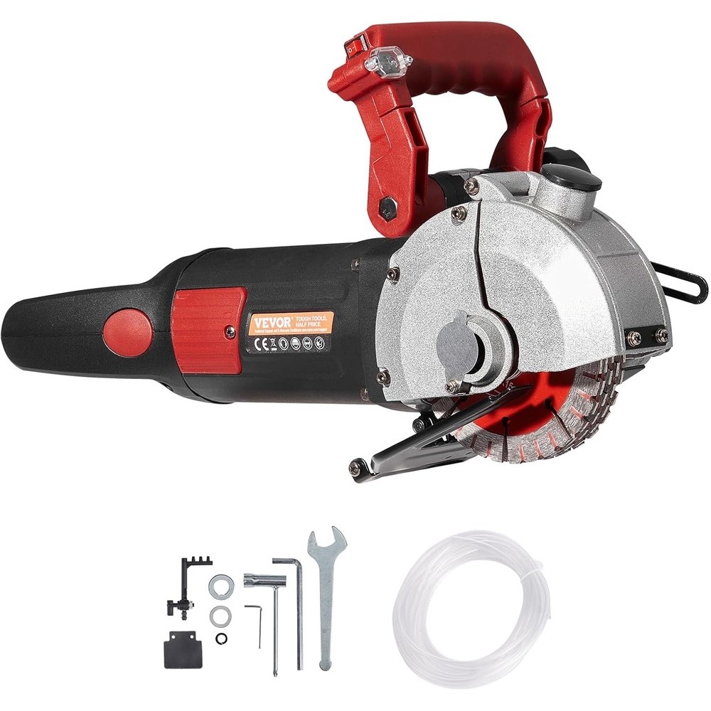 image:imageVEVOR Wall Chaser Concrete Cutter 5800W with 5 X 63 Saw Blades Dustproof and Line Infrared Sighting for Marble Concrete Granite and Bricks Walls