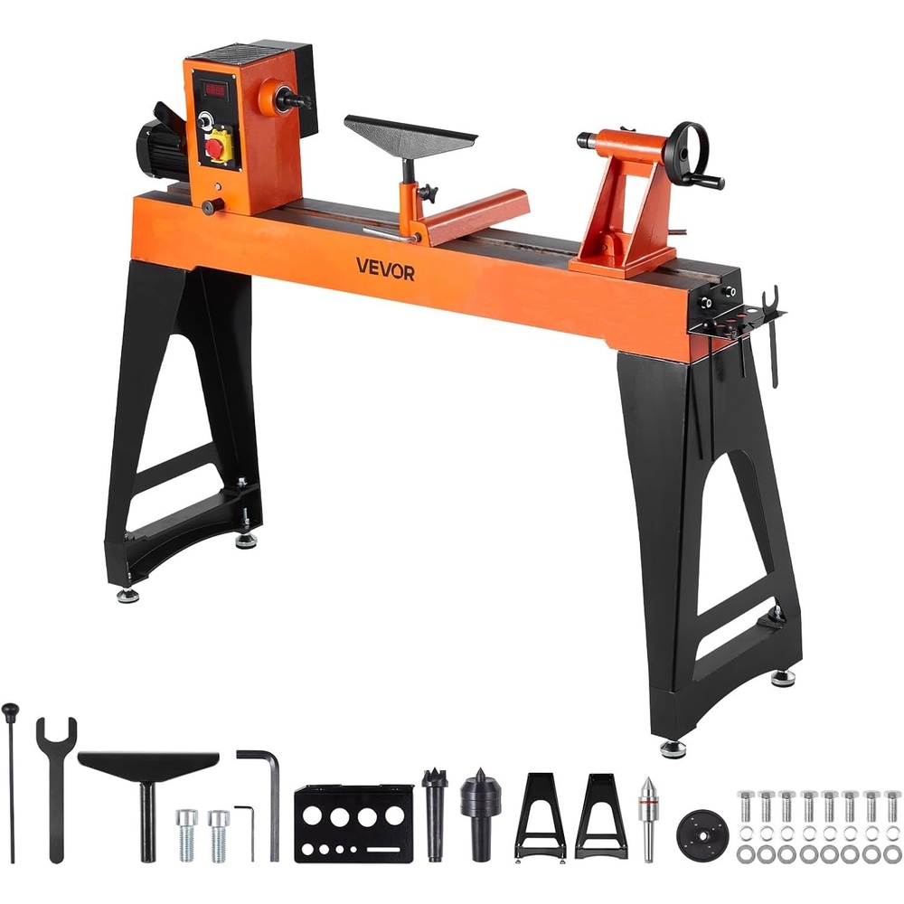 image:imageVEVOR Wood Lathe 6Amp 1 HP Benchtop Wood Lathe Machine with 150 to 3800 RPM Variable Speed 12 x 18 Workbench Brushless DC Motor Cast Iron Construction for Beginners DIY Enthusiasts Woodworking16 x 402 HP