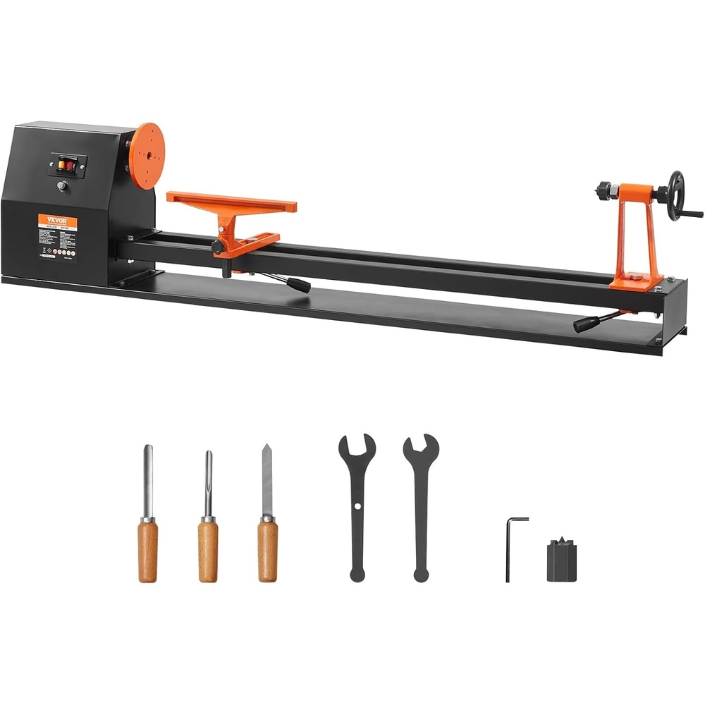 image:imageVEVOR Wood Lathe 6Amp 1 HP Benchtop Wood Lathe Machine with 150 to 3800 RPM Variable Speed 12 x 18 Workbench Brushless DC Motor Cast Iron Construction for Beginners DIY Enthusiasts Woodworking14 x 4005HP