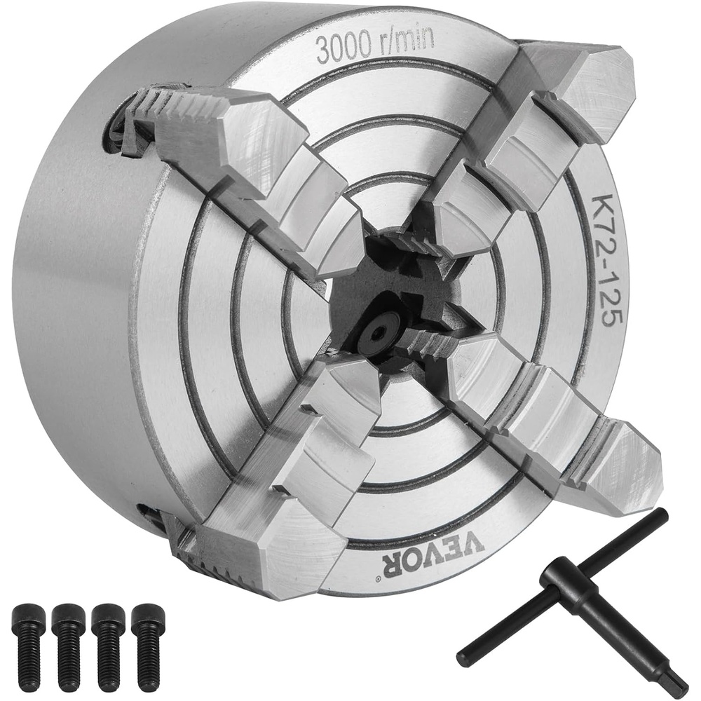 image:imageVevor K72125 Lathe Chuck 5 Inch 4JawLathe Chuck Independent Reversible JawMetal Lathe Chuck Turning Machine Accessoriesfor Lathes Machine Amazoncom5 Inch
