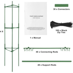Happybuy 4 – Pack Tomato Cages – 63 – Inch Tall Trellis Plant Stakes. Stackable Support for Raised Garden Beds, Ideal for Vegetables, Flowers & Climbing Plants
