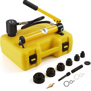 VEVOR 10 Ton Hydraulic Knockout Punch Kit, 1/2″ to 2″ Conduit Hole Cutter Set, KO Tool Kits W/Puncher 6 Piece, Metal Sheet Driver Tools, for Aluminum, Brass, Stainless Steel, Fiberglass and Plastic(10T)