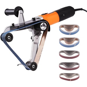VEVOR 1000W Pipe Belt Sander, 6-Speed Tube Polisher 1100-3200rpm, Handheld Grinding Sanding Tool with 3PCS Sanding Belts, Ideal for Rust Burnishing Finishing Removal(50PCS Belts)