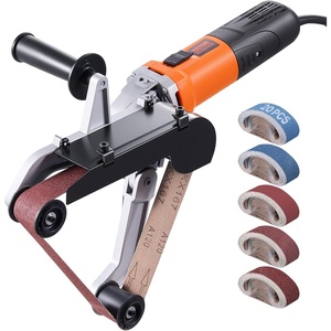 VEVOR 1000W Pipe Belt Sander, 6-Speed Tube Polisher 1100-3200rpm, Handheld Grinding Sanding Tool with 3PCS Sanding Belts, Ideal for Rust Burnishing Finishing Removal(100PCS Belts)