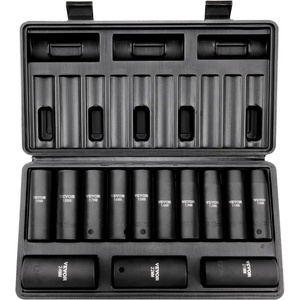 VEVOR 1/2″ Drive Impact Socket Set, 29-Piece Deep Sockets Standard SAE (3/8 to 1 inch) and Metric (10 to 24 mm) Size, 6 Point, CR-V Steel, Extension Bars (3″, 5″, 10″)(1/2″ 13PCS)