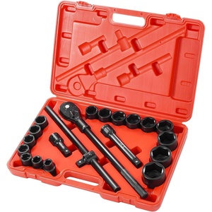 VEVOR 1/2″ Drive Impact Socket Set, 29-Piece Deep Sockets Standard SAE (3/8 to 1 inch) and Metric (10 to 24 mm) Size, 6 Point, CR-V Steel, Extension Bars (3″, 5″, 10″)(3/4″ 21PCS)