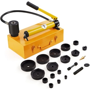 VEVOR 15 Ton Hydraulic Knockout Punch Kit, 1/2″ to 4″ Conduit Hole Cutter Set, KO Tool Kits W/Puncher 10 Piece, Metal Sheet Driver Tools, for Aluminum, Brass, Stainless Steel, Fiberglass and Plastic(15 Ton with Slug Splitting Dies)
