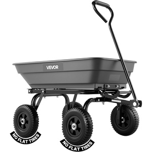VEVOR 1500lbs Poly Garden Dump Cart Wheelbarrow Wagon with 2 in 1 Convertible Handle, Heavy Duty Yard Cart Wagon for with 13in All Terrain Wheels, Dump Trailer Tow Behind for Lawn Mower Tractor(Darkgrey)