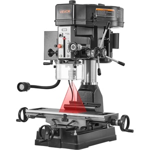 VEVOR 15.875-Inch Mill Drill Machine, 2 HP, Benchtop Milling Drill Press, 150-2560 RPM Adjustable Speed, with Rotating Vise, Laser and Work Light, Milling Drilling Machine, for Woodworking Light Metal