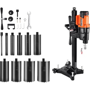 VEVOR 2 in 1 Handheld & Stand-mount Core Drill 0.8-6.3in Drilling Diameter | 2000W Powerful Concrete Drilling Machine with Stand and Core Bit, For Corner Operation and Large-Scale Projects(10in Core Drill + 10 Bits Set)