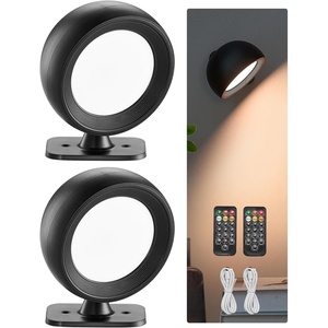 VEVOR 2PCS LED Wall Sconces, Rechargeable Battery Operated Wall Sconces Lamps with Remote Control, 360° Rotation Dimmable Wireless Wall Lights with Adjustable Color Temps, Brightness & 4-Level Timer