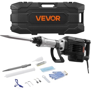 VEVOR 3500W Electric Demolition Hammer, 1900 BPM Durable Jack Hammer, Concrete Breaker with 2 Chisels, Gloves, and a 360° Rotatable Handle for Efficient Trenching, Black(Black)