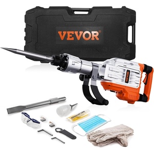 VEVOR 3500W Electric Demolition Hammer, 1900 BPM Durable Jack Hammer, Concrete Breaker with 2 Chisels, Gloves, and a 360° Rotatable Handle for Efficient Trenching, Black(Orange)