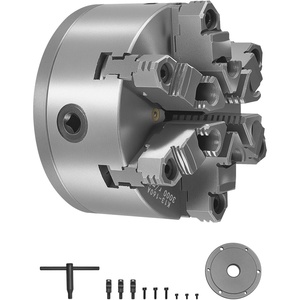 VEVOR 3-Jaw Lathe Chuck, 8 Inch (200 mm), Self-Centering Chuck with 2 1/4 in-8 Threaded Backing Plate, 0.16-7.87 in (4-200 mm) Clamping Range with T-wrench Screws, HT300 Material, for Wood Metal Lathe(6 inches)