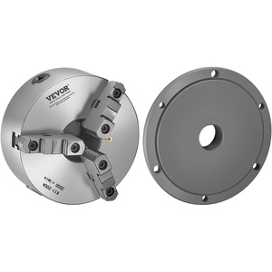 VEVOR 3-Jaw Lathe Chuck, 8 Inch (200 mm), Self-Centering Chuck with 2 1/4 in-8 Threaded Backing Plate, 0.16-7.87 in (4-200 mm) Clamping Range with T-wrench Screws, HT300 Material, for Wood Metal Lathe(8 inches)