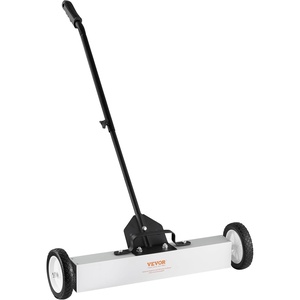 VEVOR 45Lbs Rolling Magnetic Sweeper with Wheels, Push-Type Magnetic Pick Up Sweeper, 18-inch Large Magnet Pickup Lawn Sweeper, Magnet with Telescoping Handle, Easy Cleanup of Workshop Garage Yard(24 Inch（50LBS))