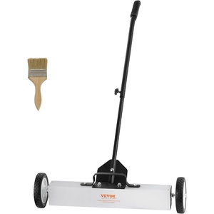 VEVOR 45Lbs Rolling Magnetic Sweeper with Wheels, Push-Type Magnetic Pick Up Sweeper, 18-inch Large Magnet Pickup Lawn Sweeper, Magnet with Telescoping Handle, Easy Cleanup of Workshop Garage Yard(24 Inch)