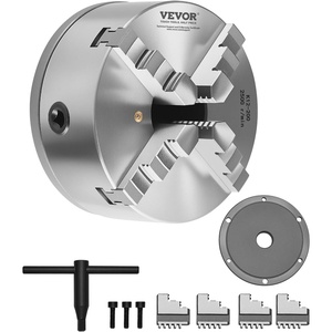 VEVOR 4-Jaw Lathe Chuck, 8 Inch (200 mm), Self-Centering Chuck with 1 1/2 in-8 Threaded Backing Plate, 0.16-7.87 in (4-200 mm) Clamping Range with T-wrench Screws, HT300 Material, for Wood Metal Lathe