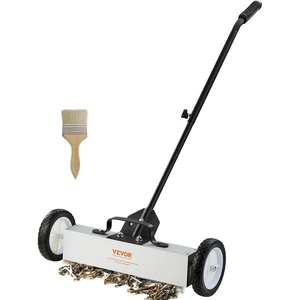 VEVOR 50Lbs Rolling Magnetic Sweeper with Wheels, Push-Type Magnetic Pick Up Sweeper, 24-inch Large Magnet Pickup Lawn Sweeper with Telescoping Handle, Easy Cleanup of Workshop Garage Yard(18 Inch)