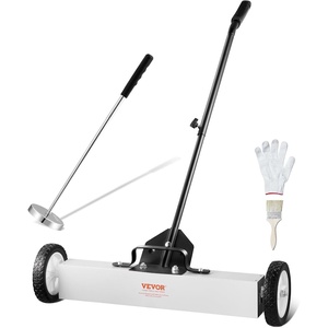 VEVOR 50Lbs Rolling Magnetic Sweeper with Wheels, Push-Type Magnetic Pick Up Sweeper, 24-inch Large Magnet Pickup Lawn Sweeper with Telescoping Handle, Easy Cleanup of Workshop Garage Yard(24-Inch-Set)