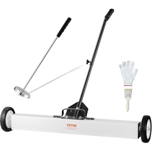 VEVOR 50Lbs Rolling Magnetic Sweeper with Wheels, Push-Type Magnetic Pick Up Sweeper, 24-inch Large Magnet Pickup Lawn Sweeper with Telescoping Handle, Easy Cleanup of Workshop Garage Yard(36-Inch-Set)