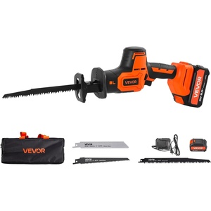 VEVOR 6 Amp Corded Reciprocating Saw, 3/4″ Stroke Length, Power Reciprocating Saw with Variable Speed, 3000 SPM, 8 Blades & Bag Included, for Wood, Metal, and Plastic Cutting(Cordless 1″)