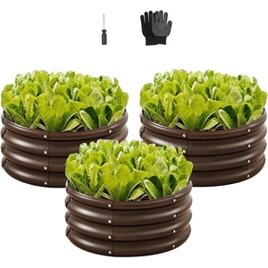 VEVOR 6x3x1FT Metal Raised Garden Bed Kit with Self Watering System and Mesh Cover, Oval Outdoor Galvanized Planter Raised Beds for Gardening Planting Flowers Fruits Vegetables(Brown)