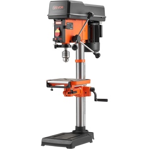 VEVOR 8 in Benchtop Drill Press, 2.5A Induction Motor, Tabletop Drilling Machine with 750/1140 / 1740/2340 / 3200 RPM Adjustable Speed, 0-45° Tilting Worktable, LED Work Light, for Wood Metal(12 in)