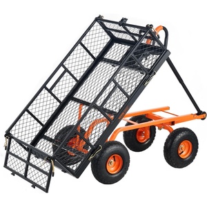 VEVOR 880lbs Steel Garden Dump Cart Utility Wagon, Heavy Duty Yard Dump Wagon Cart with Removable Sides, Pullable Handle, Utility Liner, 10in All Terrain Wheels(880 lbs)