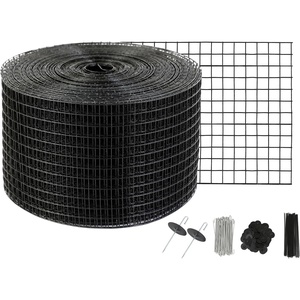 VEVOR 8inch x 98ft Critter Guard for Solar Panels, PVC Coated Wire Mesh Roll Kit with 50pcs Ties for Pigeon Deterrent, Bird, Squirrel Proof, Black(8in x 98ft with 100pcs Fasteners  50pcs Tie Wires)