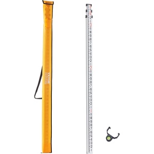 VEVOR Aluminum Grade Telescopic Measuring Rod, 9-Feet 3 Sections, Double-Sided 1/8in Leveling Rod with Bubble Level & Carrying Bag for Houses, Walls, Floors(9 FT-8ths)