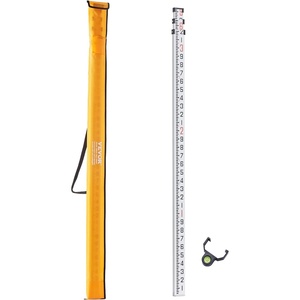 VEVOR Aluminum Grade Telescopic Measuring Rod, 9-Feet 3 Sections, Double-Sided 1/8in Leveling Rod with Bubble Level & Carrying Bag for Houses, Walls, Floors(9 FT-10ths)
