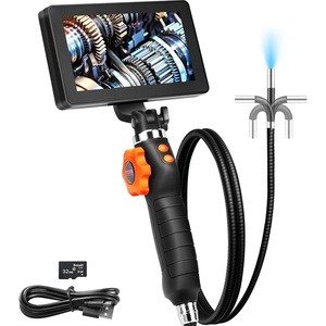 VEVOR Articulating Borescope Camera with Light, Two-Way Articulated Endoscope Inspection Camera with 6.4mm Tiny Lens, 5″ IPS 1080P HD Screen, 8X Zoom, 8 LED Light Snake Camera for Automotive, Plumbing