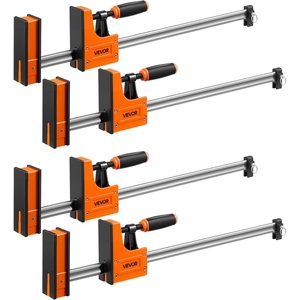 VEVOR Bar Clamps for Woodworking, 4-Pack, 24″ Opening F Clamps, 1500 lbs Load Limit, Clamp/Spreader 2 Modes, Soft Rubber Pads, Ergonomic Handle, Carbon Steel Bar, for Wood Working and Metal Working