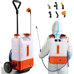 VEVOR Battery-Powered Sprayer with Wheeled Cart, 10 Gallons Electric Weed Sprayer, Adjustable 0-80 PSI, Yard Lawn Sprayers with Wheels, 5 Nozzles & 98ft Hose, 3-6H Spray Time, for Weeding, Cleaning(4 Gal with Cart)