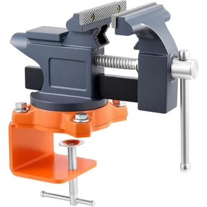 VEVOR Bench Vise, 3 Inch, Portable Workbench Vice with 360° Swivel Base, Quick Release Rotating Bench Clamp, Raised Base, Cast Iron Construction, for Woodworking, Metalworking, Drilling, and Cutting(4.5inch)