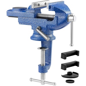 VEVOR Bench Vise, 3 Inch, Portable Workbench Vice with 360° Swivel Base, Quick Release Rotating Bench Clamp, Raised Base, Cast Iron Construction, for Woodworking, Metalworking, Drilling, and Cutting(3inch)