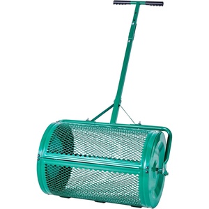 VEVOR Compost Spreader, 24 in Wide Peat Moss Spreader with T Shaped Handle, 3 Heights Adjustable, Powder-Coated Steel Garden Peat Moss Roller, Heavy Duty Grass Seed Spreaders for Planting Seeding(Green)