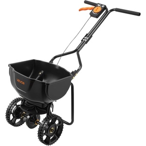 VEVOR Compost Spreader, 24 in Wide Peat Moss Spreader with T Shaped Handle, 3 Heights Adjustable, Powder-Coated Steel Garden Peat Moss Roller, Heavy Duty Grass Seed Spreaders for Planting Seeding(Black)