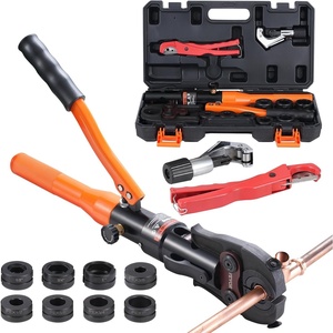 VEVOR Copper Pipe Crimping Tool, Hydraulic Driven Press Tool with 1/2″, 3/4″, 1″ VUS Jaws, Copper Tube Fittings Pipe Crimpers for Narrow Spaces and Tee Fittings(Straight)