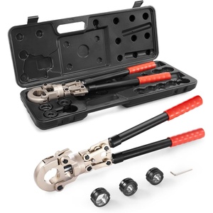 VEVOR Copper Press Tool Tube Fittings Crimping Kit, 360° Rotatable Press Crimper Tool with 1/2″, 3/4″, 1″ Quick Change Jaws, Locking Pin & Extendable Handle, Meet ASTM B88 and B75 Standard(Standard)