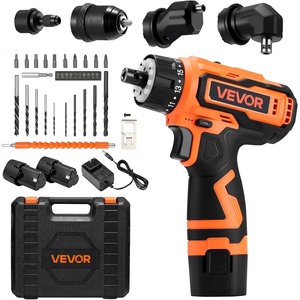 VEVOR Cordless Drill Driver, 5-In-1, Metal Chuck, Dual-Speed Variable, Drill Driver Kit with 2 Lithium Batteries and Charger, Tool Box, for Wood and Metal Drilling, Screw Tightening or Loosening(Orange)